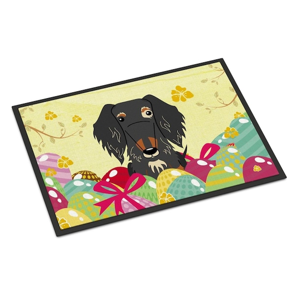 Carolines Treasures 18 x 27 in. Easter Eggs Wire Haired Dachshund Dapple Indoor or Outdoor Mat BB6128MAT - main